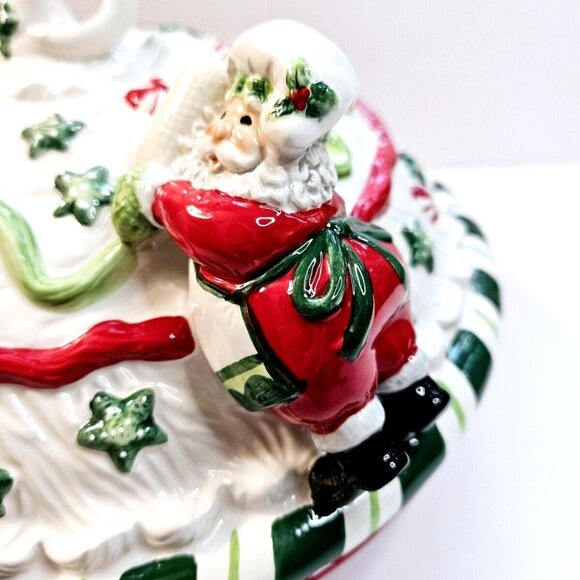 Fitz and Floyd Santa's Kitchen Pie Keeper Ceramic Christmas New In Original Box - Picture 2 of 16